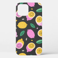 Lemon doodle pattern, bright cute citrus fruit dra