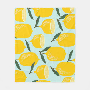 Lemon drawings, trendy vintage pattern. fleece blanket