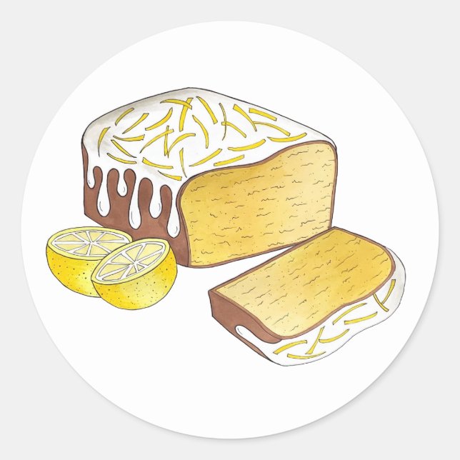 Lemon Drizzle Loaf Sponge Cake Baked By Homemade Classic Round Sticker (Front)