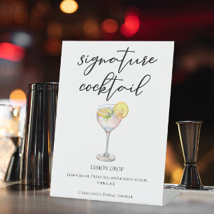 Lemon Drop Bridal Shower Signature Cocktail Pedestal Sign