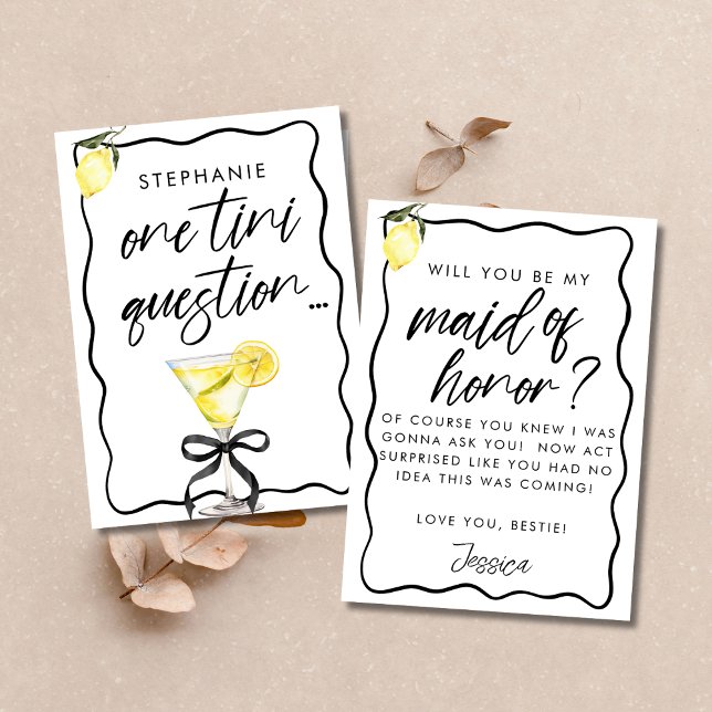 Lemon Drop Martini Maid of Honour Proposal Card (Creator Uploaded)