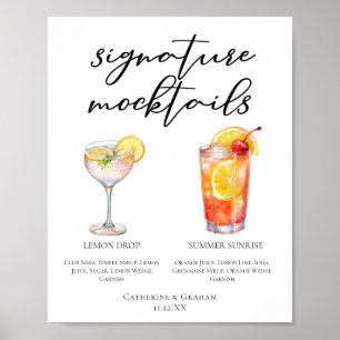 Lemon Drop Summer Sunrise Wedding Mocktails Menu Poster