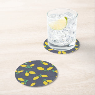 Lemon Drops Food Art Pattern Round Paper Coaster