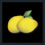 Lemon Duo Bold & Modern Kitchen Poster<br><div class="desc">Digital illustration of a pair of lovely yellow lemons set against a black background.</div>