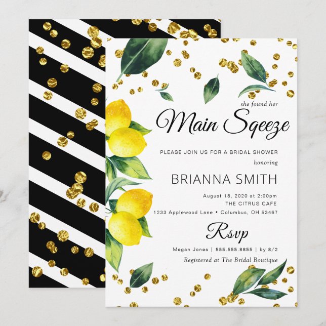 Lemon Elegant Bridal Shower Invitation (Front/Back)