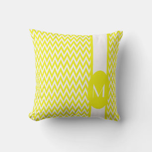 Lemon Elegant Chevron Design with monogram Cushion