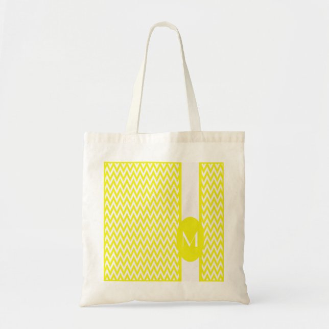 Lemon Elegant Chevron Design with monogram Tote Bag (Front)