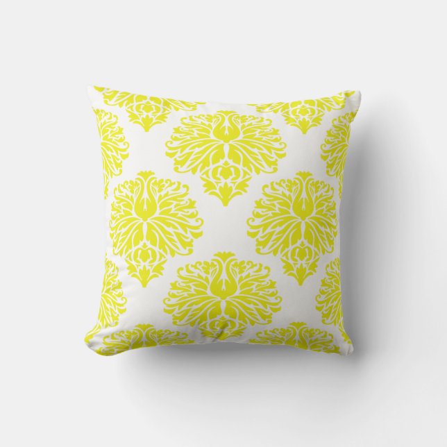 Lemon Elegant Damask Cushion (Front)