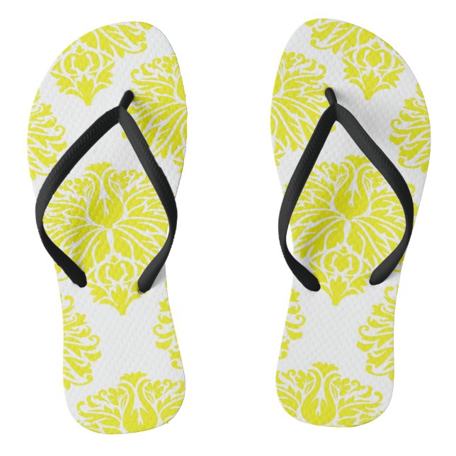 Lemon Elegant Damask Jandals (Footbed)