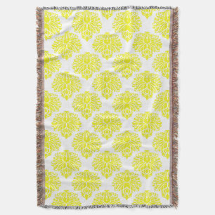 Lemon Elegant Damask Throw Blanket