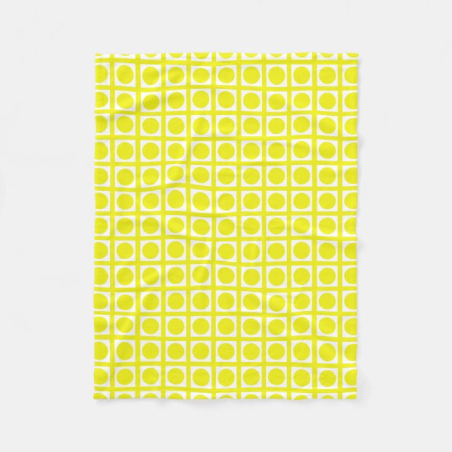 Lemon Elegant Grid Dots Fleece Blanket (Front)