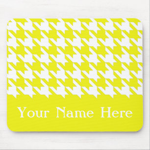 Lemon Elegant Houndstooth with custom name Mouse Pad