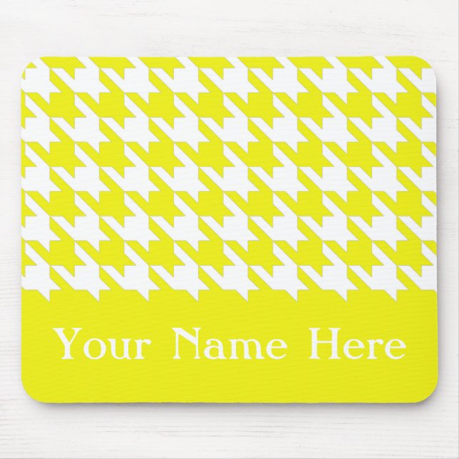 Lemon Elegant Houndstooth with custom name Mouse Pad (Front)