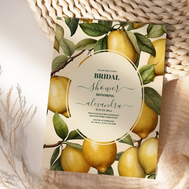 Lemon Elegant Modern Summer Bridal Shower Invitation (Creator Uploaded)