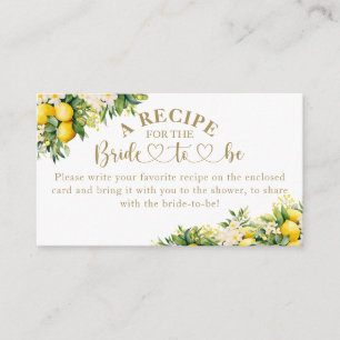Lemon Elegant Modern Summer Bridal Shower  recipe Enclosure Card