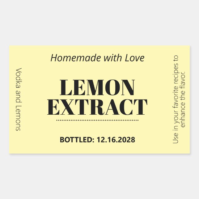 Lemon Extract Modern Label Sticker ZEX_001d (Front)