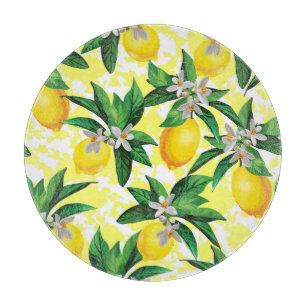 Lemon Fantasy: Creative Floral Pattern Cutting Board