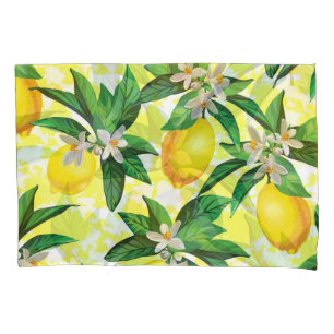 Lemon Fantasy: Creative Floral Pattern Pillowcase