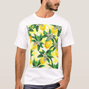 Lemon Fantasy: Creative Floral Pattern T-Shirt