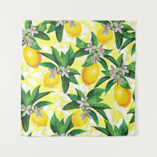 Lemon Fantasy: Creative Floral Pattern Tapestry