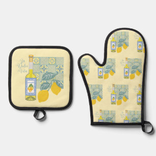 Lemon Farm Retro Oven Mitt & Pot Holder Set