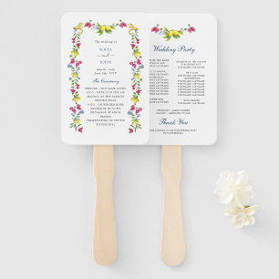 Lemon Floral Amalfi Italian  wedding program  Hand Fan