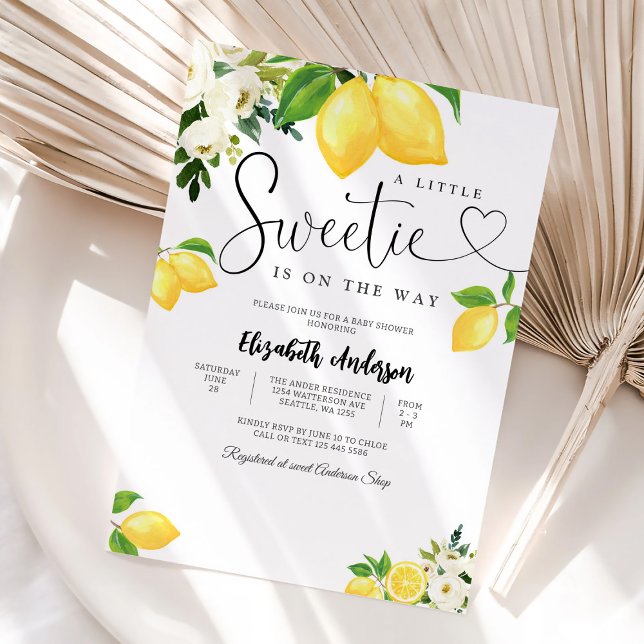 Lemon Floral Baby Shower Invitation (Creator Uploaded)