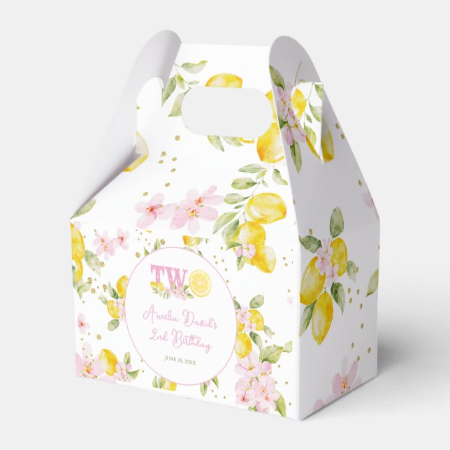 Lemon Floral Birthday Favour Box (Front Side)