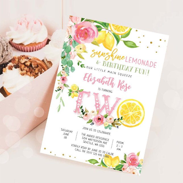 Lemon Floral Birthday Invitation (Creator Uploaded)