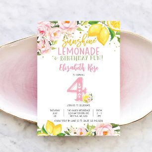 Lemon Floral Birthday Invitation