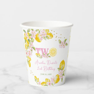 Lemon Floral Birthday Paper Cups