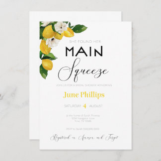 Lemon Floral Bridal Shower Invitation