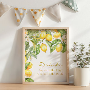 Lemon Floral Drinks Bridal Shower Poster