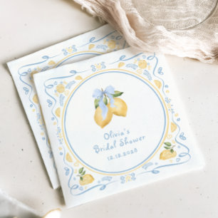 Lemon Floral Italian Bow Bridal Shower Napkin