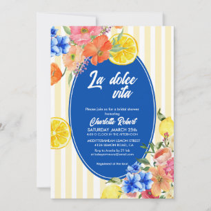 Lemon floral italian summer Bridal shower Invitation