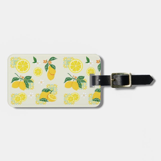Lemon Floral Luggage Tag (Front Horizontal)