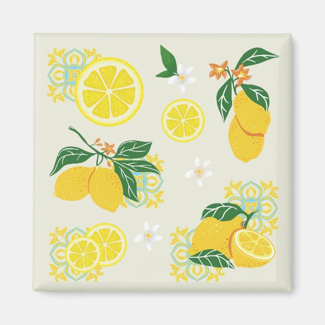  Lemon Floral Magnet (Front)
