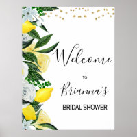 Lemon Floral Main Squeeze Bridal Shower Welcome