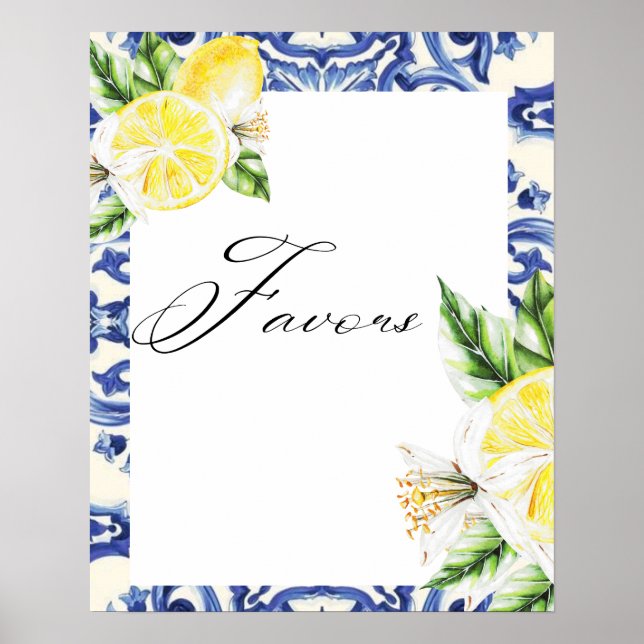 Lemon Floral Mediterranean Bridal Shower favours Poster (Front)