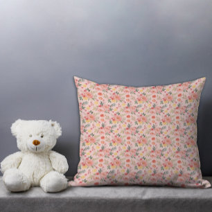 Lemon  Floral pink Peony rustic Pattern  Cushion