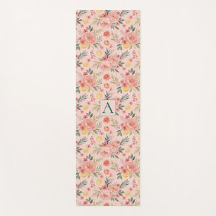 Lemon Floral pink Peony rustic Pattern monogram Yoga Mat