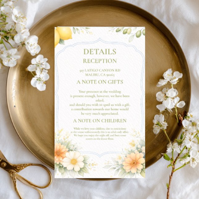 Lemon Floral Soft Information Enclosure Card (Creator Uploaded)