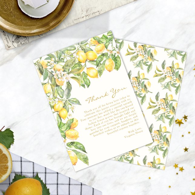 Lemon Floral Thank You Cards (Watercolor Lemon Floral Bridal Shower Thank You Cards by Painted Paperie
)