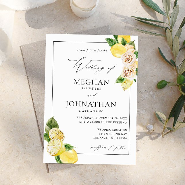 Lemon Floral Wedding Invitation (Creator Uploaded)