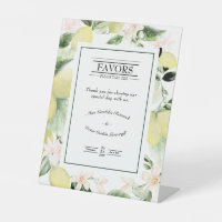 Lemon Floral White Wedding Favours Sign