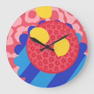 Lemon Flower Plate Large Clock