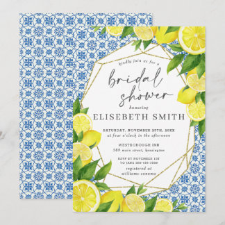 Lemon Foliage Mediterranean Bridal Shower Invitati Invitation