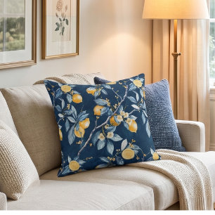 Lemon French Country Citrus Pattern Cushion