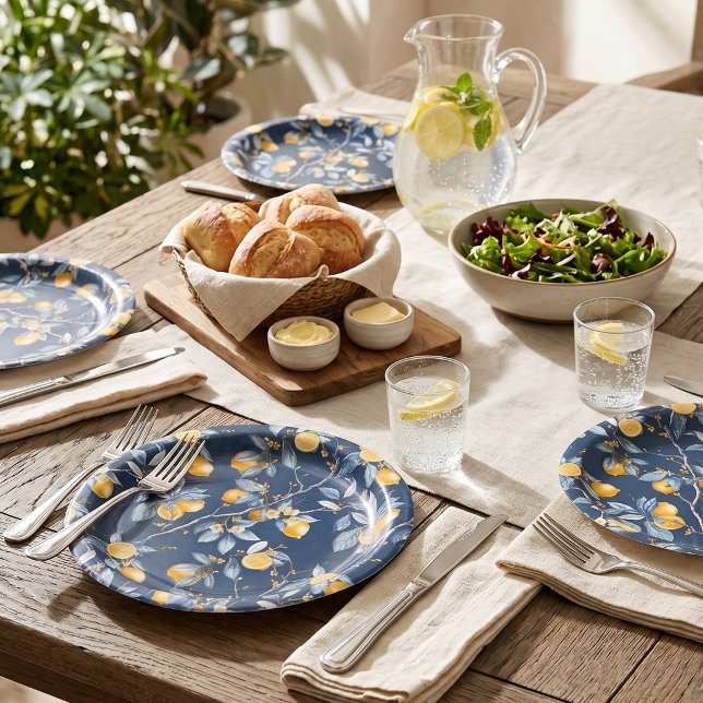 Lemon French Country Citrus Pattern  Paper Plate (Creator Uploaded)