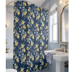 Lemon French Country Citrus Pattern Shower Curtain